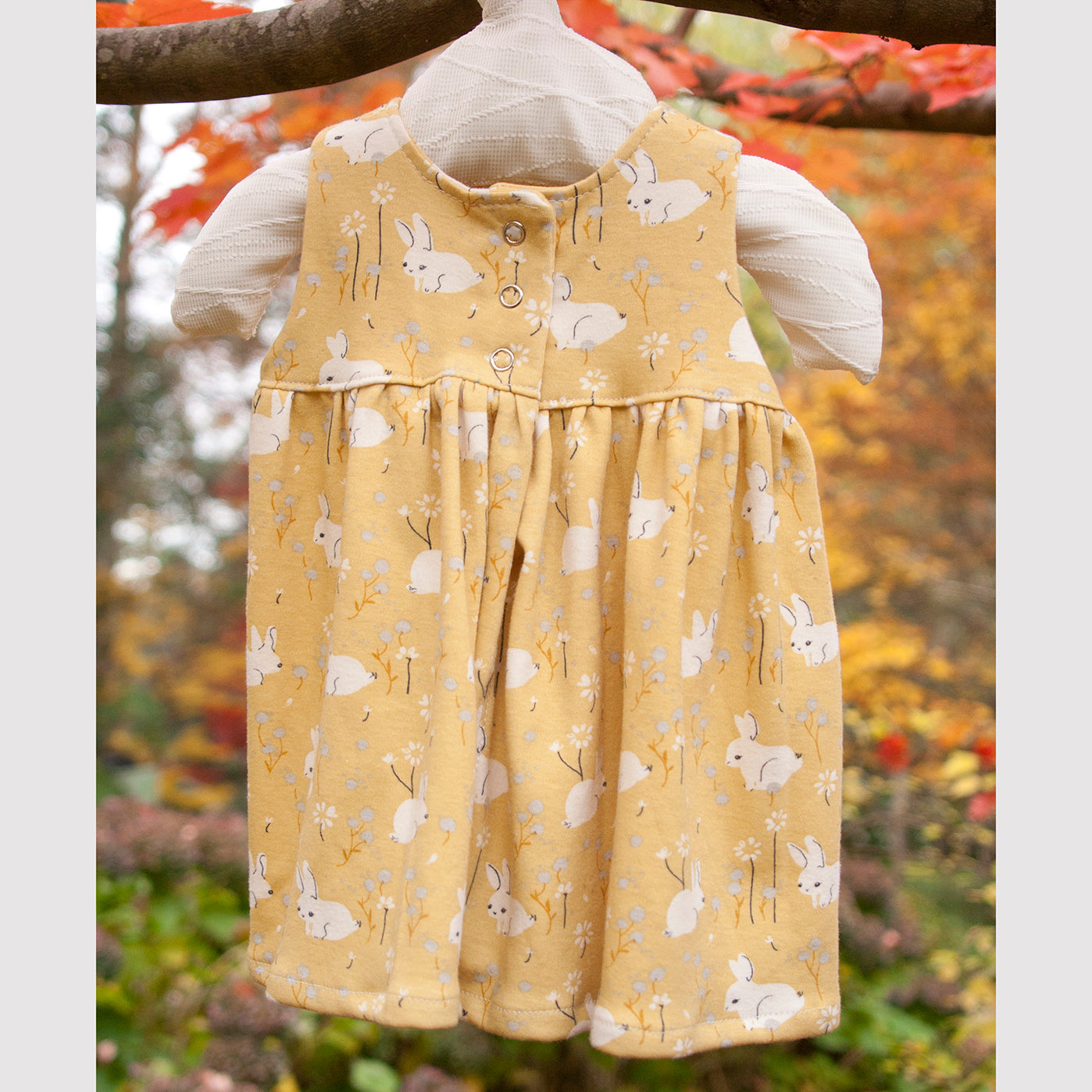 Organic Cotton Baby Dress – Yellow Bunnies