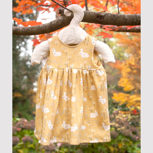 Organic Cotton Baby Dress – Yellow Bunnies