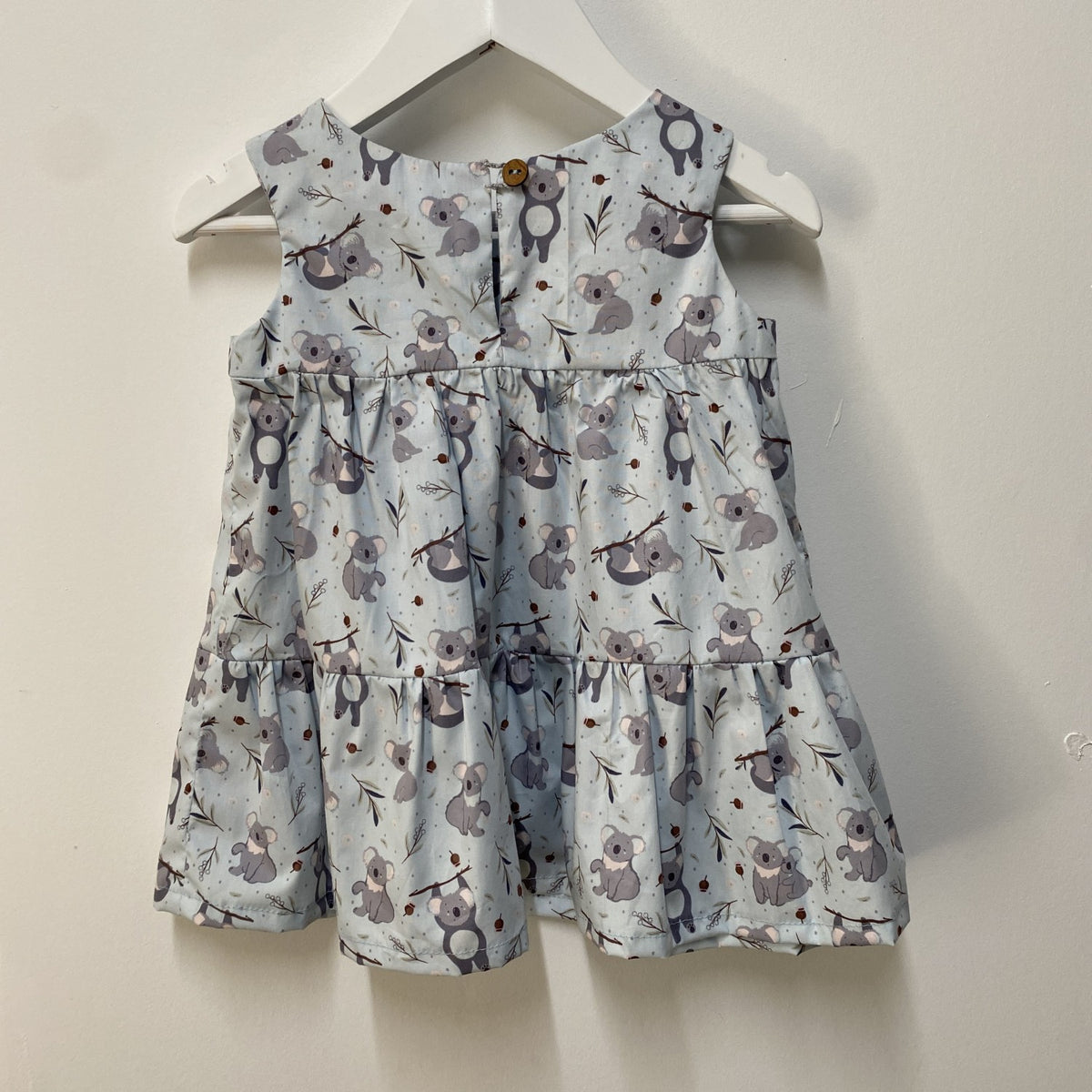 Girls Organic Cotton Dress - Koala - 12m / 1 year