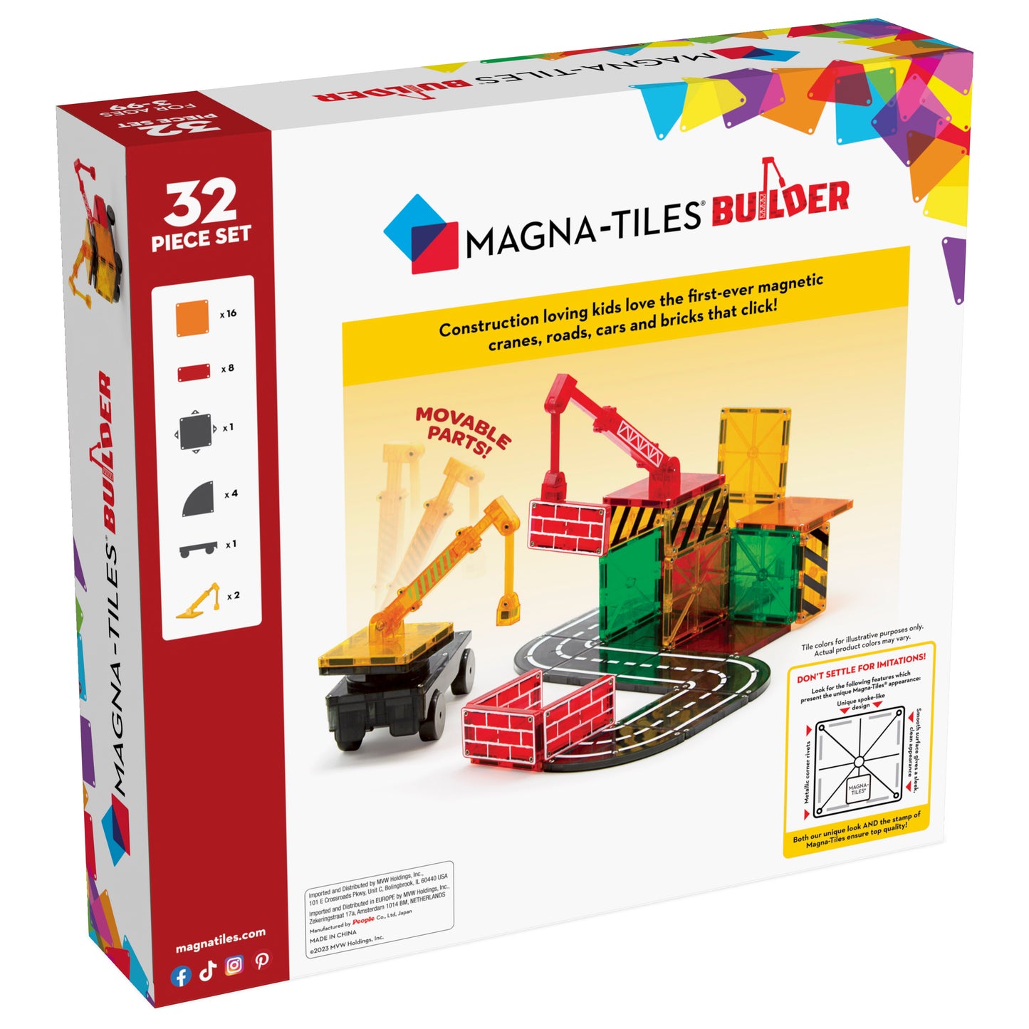 Magna-Tiles – Builder – 32 Piece Set