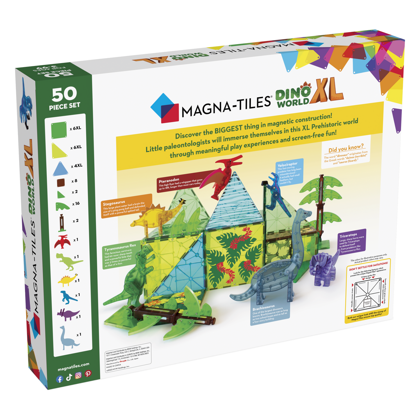Magna-Tiles – Dino World XL – 50 Piece Set