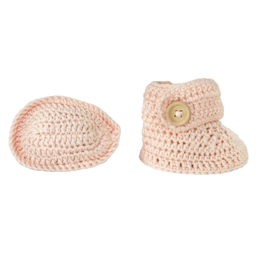 Peach Crochet Bonnet and Bootie Set