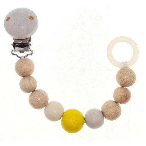Wooden Dummy Chain Natural and Yellow, 15 cm