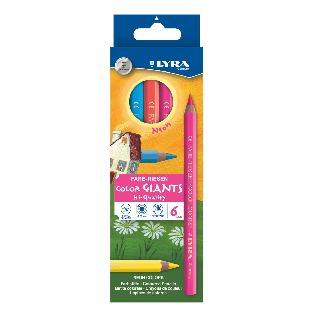 LYRA Colour Giants - 6 Neon Dry Eco Highlighting Pencils
