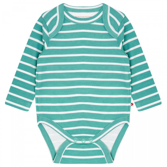 Baby Bodysuit - Aqua Green Stripe - Organic Cotton