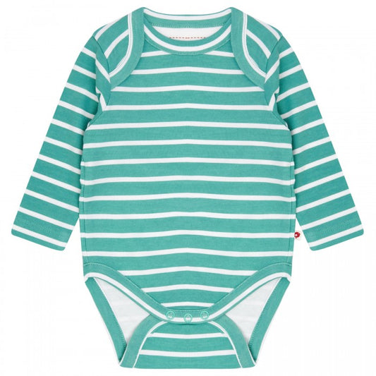 Baby Bodysuit - Aqua Green Stripe - Organic Cotton