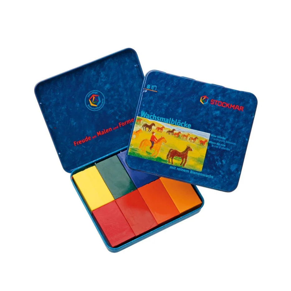 STOCKMAR Wax Block Crayons - 8 Blocks in Tin, Waldorf Mix