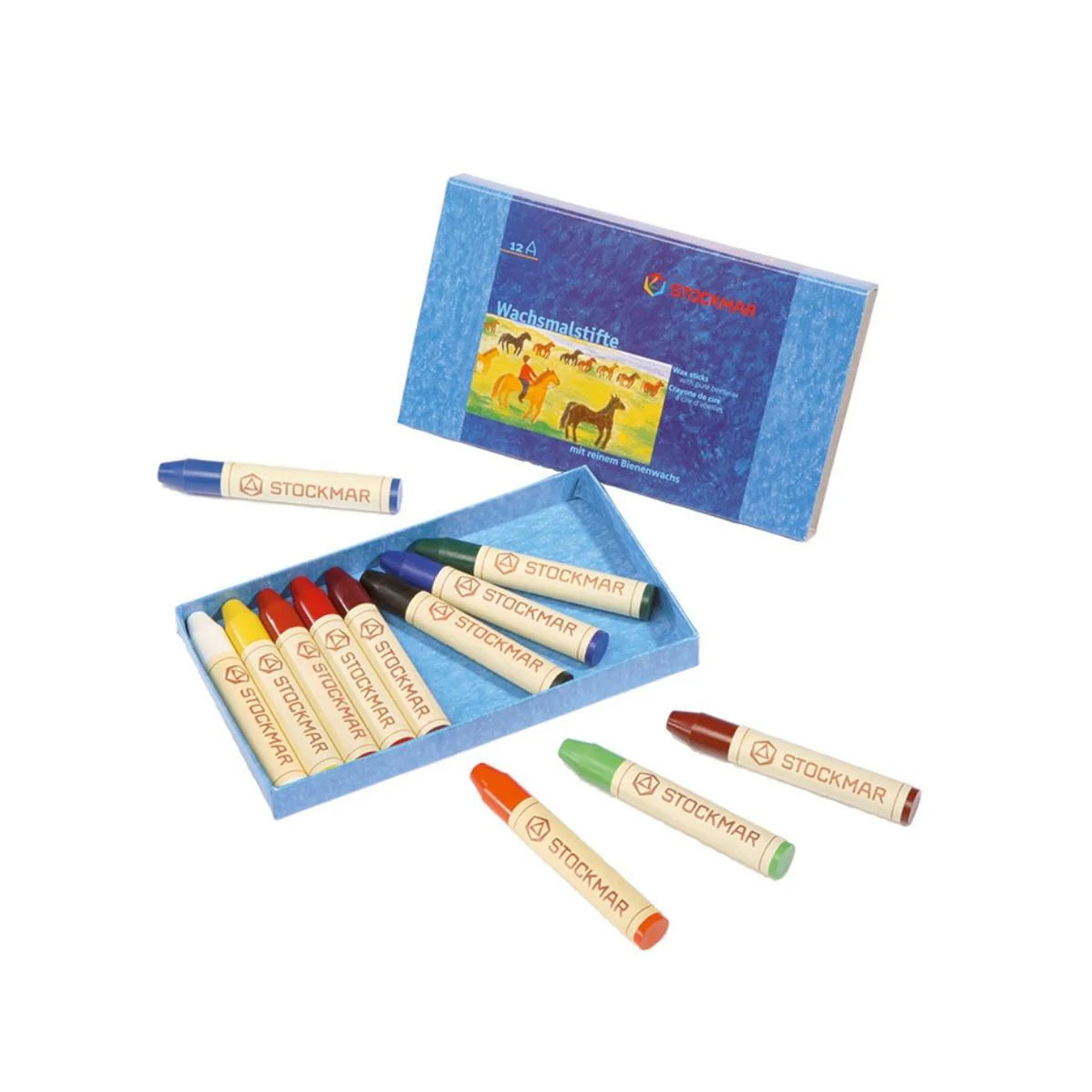 STOCKMAR Wax Crayons with Pure Beeswax 12 Sticks in Cardboard Box