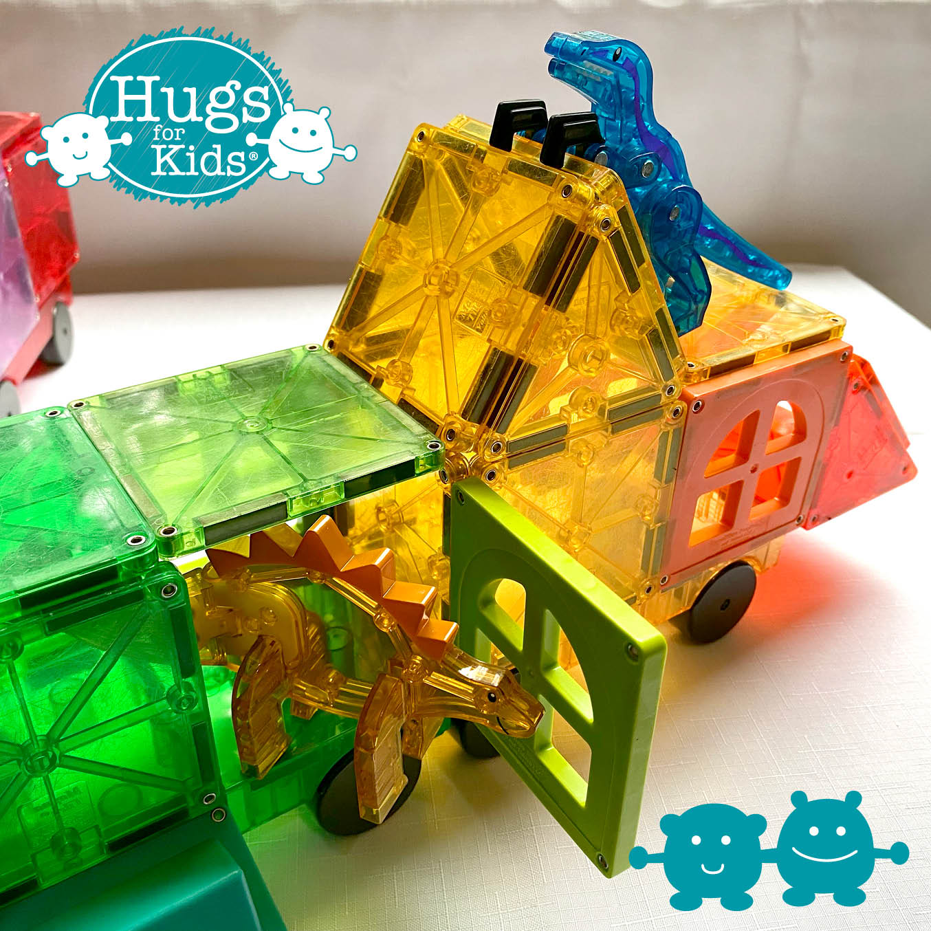 Magna-Tiles - Cars 2-Piece Expansion Set - Yellow and Green