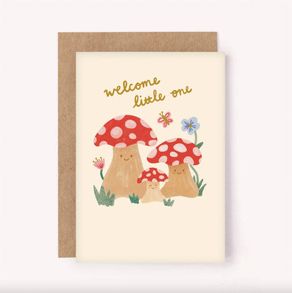 New Baby Card - Welcome Little One Mushroom