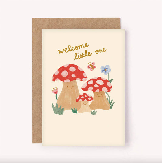 New Baby Card - Welcome Little One Mushroom