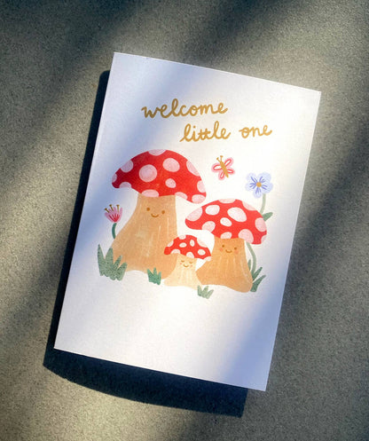 New Baby Card - Welcome Little One Mushroom