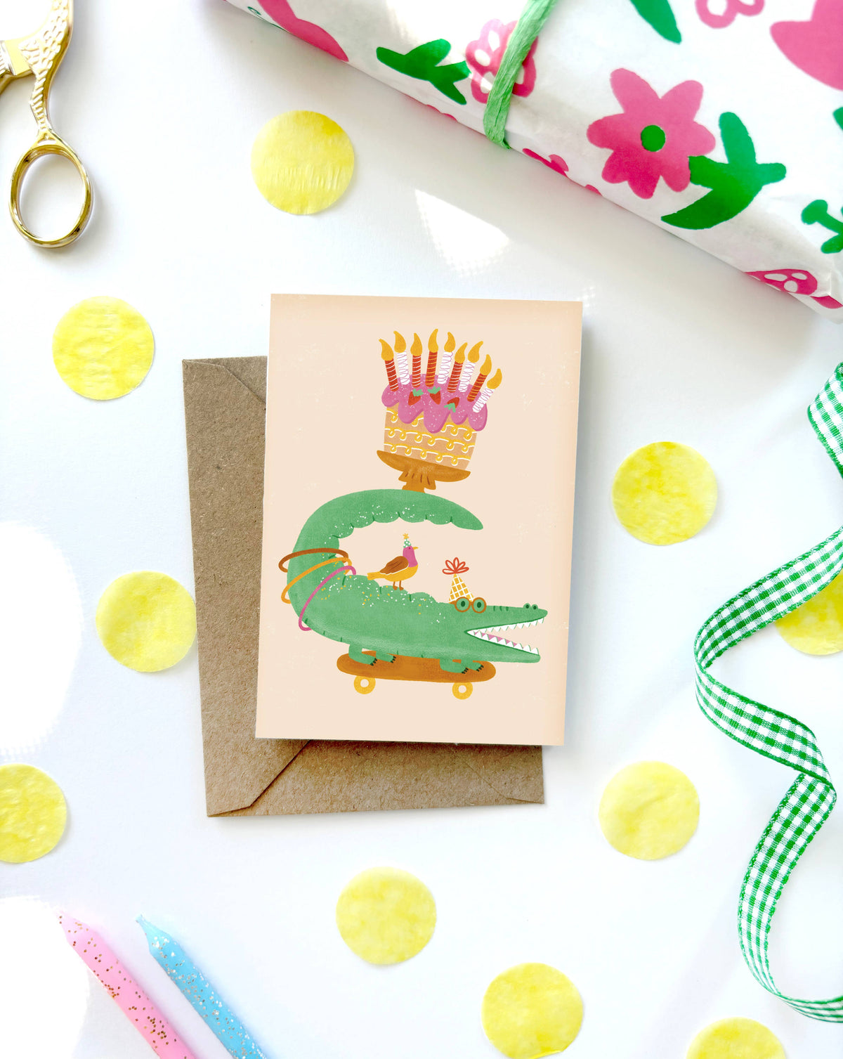 Mini Greeting Card - Birthday Crocodile