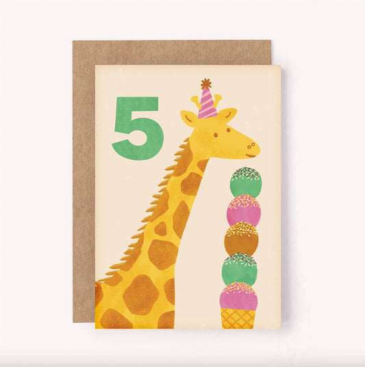 Birthday Card - Age 5 - Giraffe