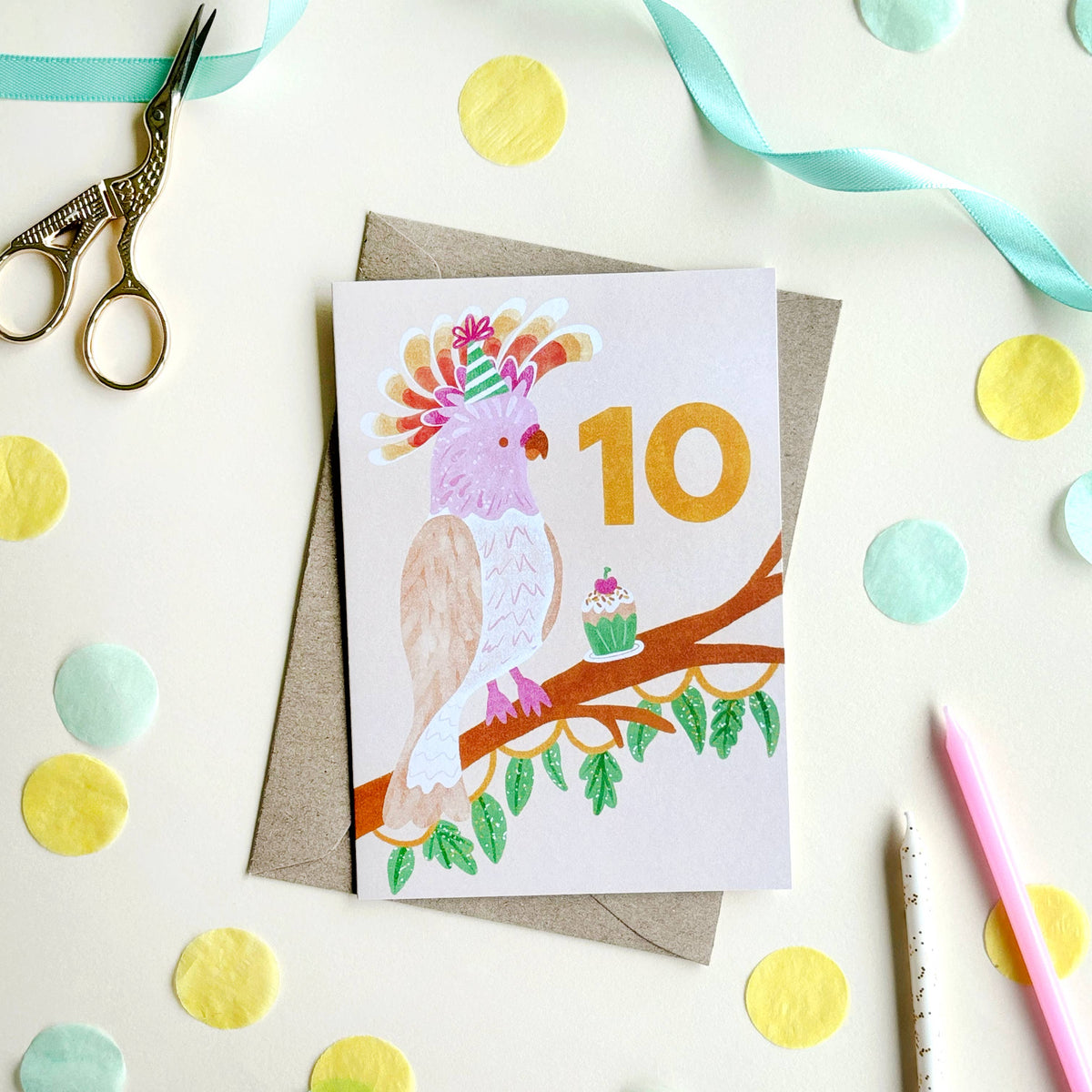 Birthday Card - Age 10 - Cockatoo