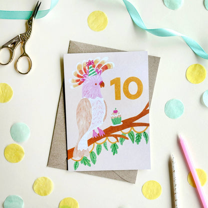 Birthday Card - Age 10 - Cockatoo