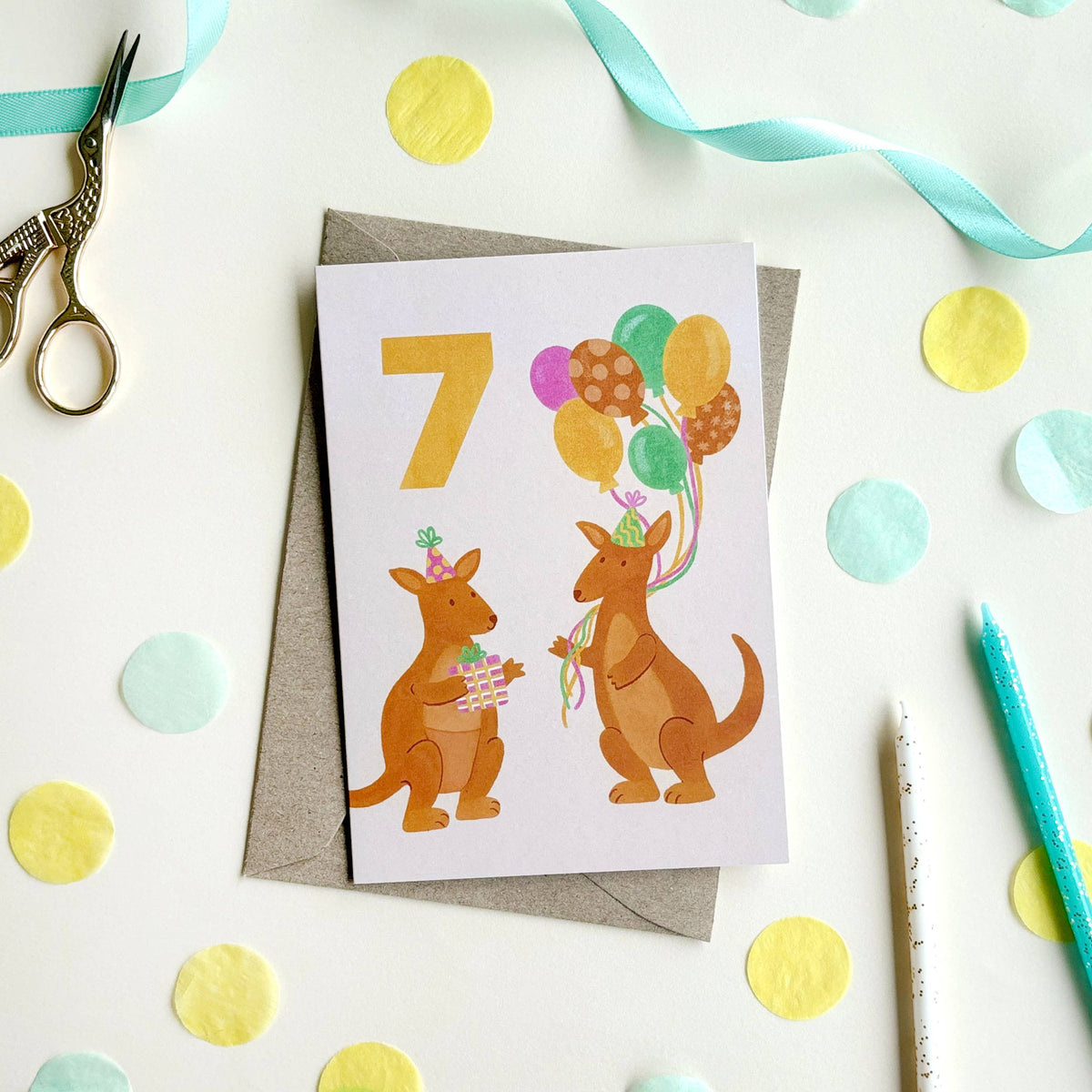 Birthday Card - Age 7 - Kangaroo