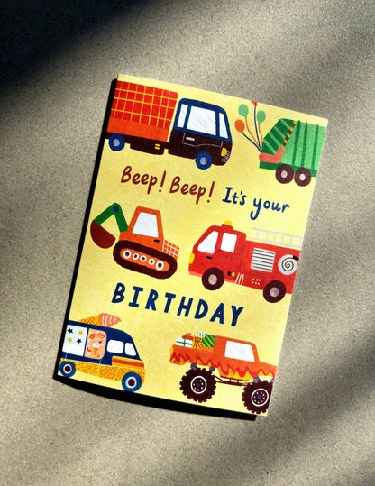 Birthday Card - Trucks and Digger