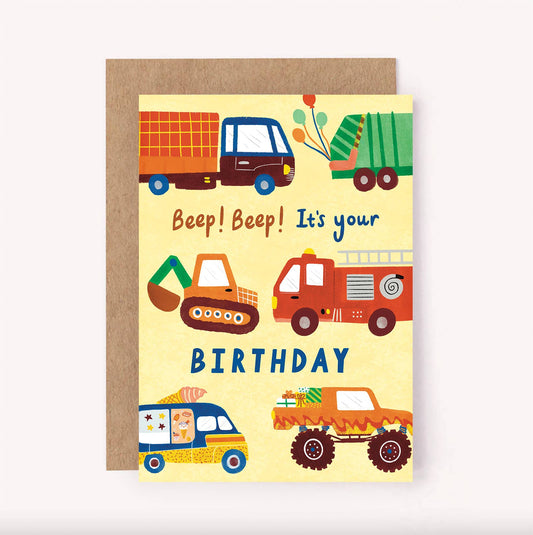 Birthday Card - Trucks and Digger