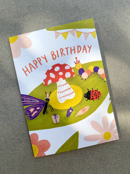 Birthday Card - Mushroom Bug Party