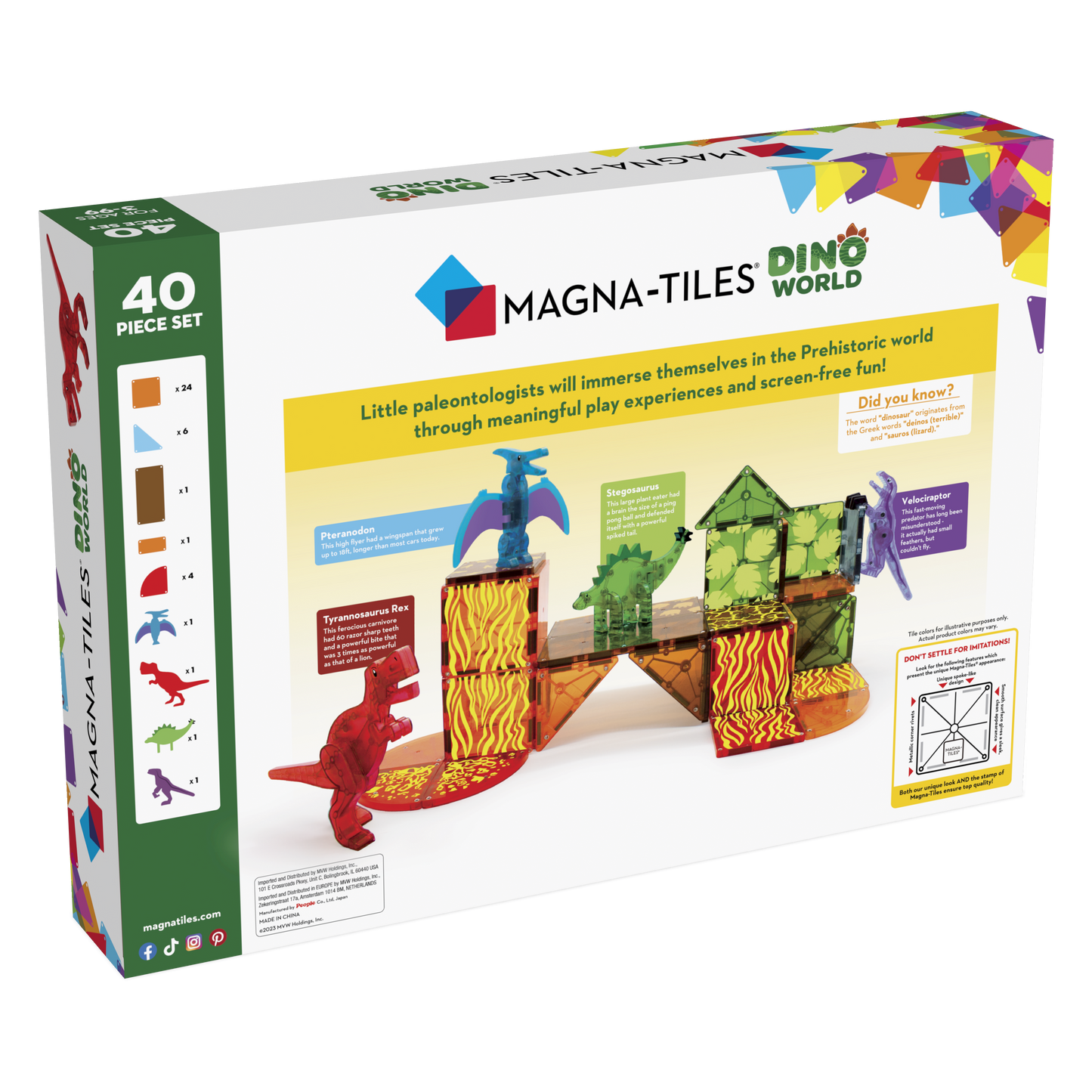 Magna-Tiles – Dino World – 40 Piece Set