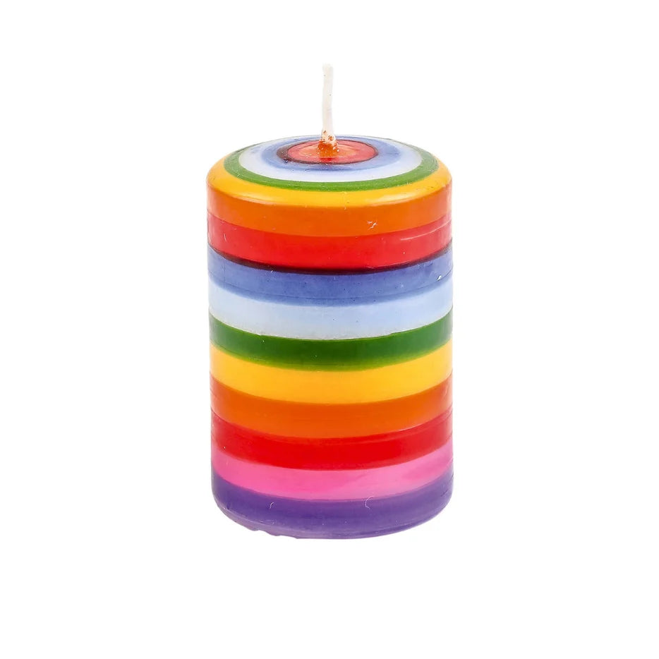 Ahrens Tall Tealight Candle - Striped, Colourful