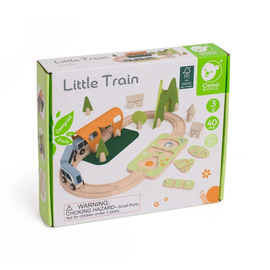 Natural Wooden Train Set - 100 pcs