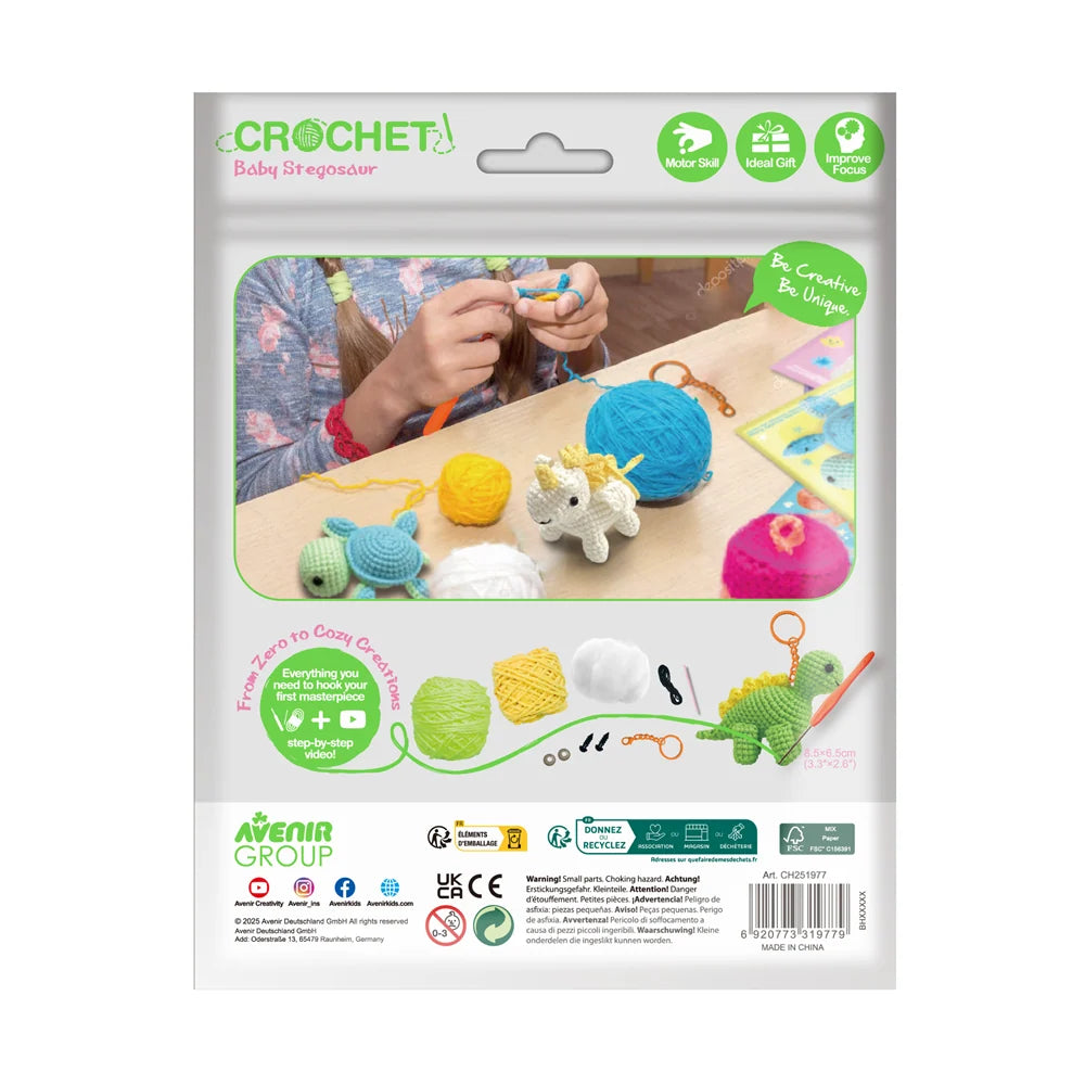 Crochet Keychain Kit - Baby Stegosaur