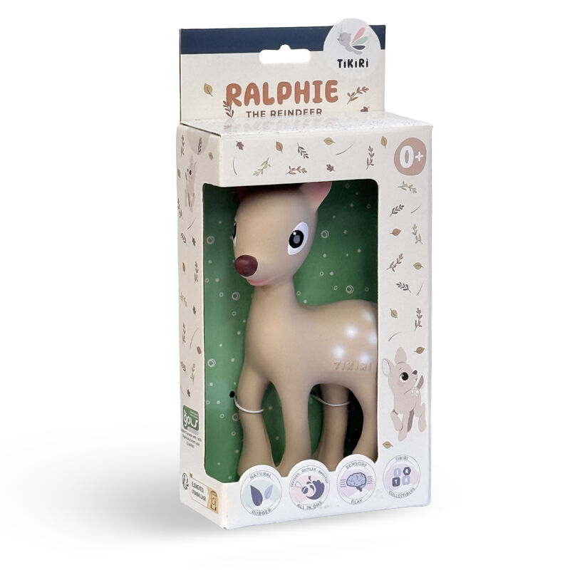 Ralphie Deer Rubber Teether Rattle & Bath Toy - Tikiri