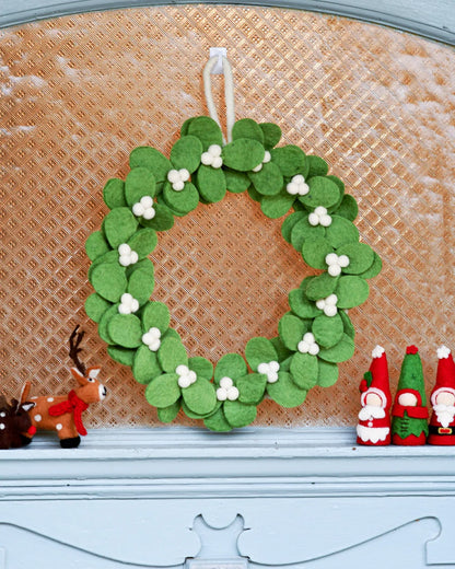 Felt Mistletoe Wreath with White Berries