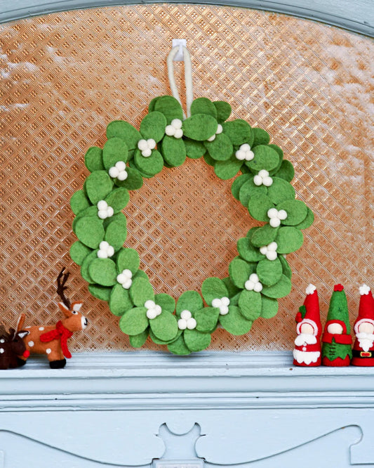 Felt Mistletoe Wreath with White Berries