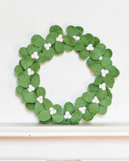 Felt Mistletoe Wreath with White Berries