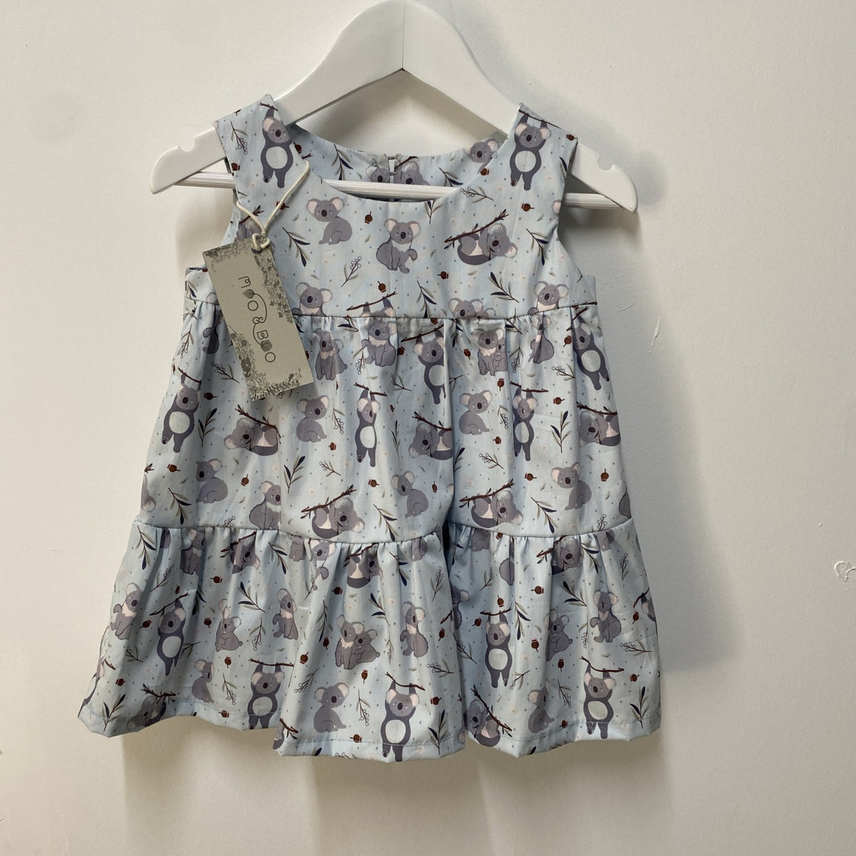 Girls Organic Cotton Dress - Koala - 12m / 1 year