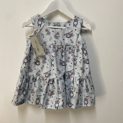 Girls Organic Cotton Dress - Koala - 12m / 1 year