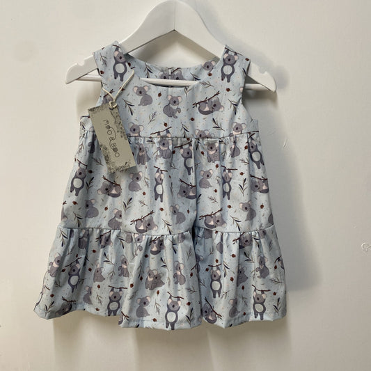 Girls Organic Cotton Dress - Koala - 12m / 1 year