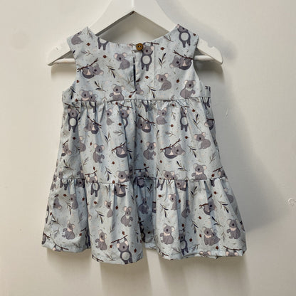 Girls Organic Cotton Dress - Koala - 12m / 1 year