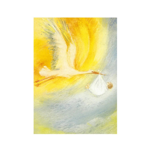 Greeting Card - Stork Carrying Baby
