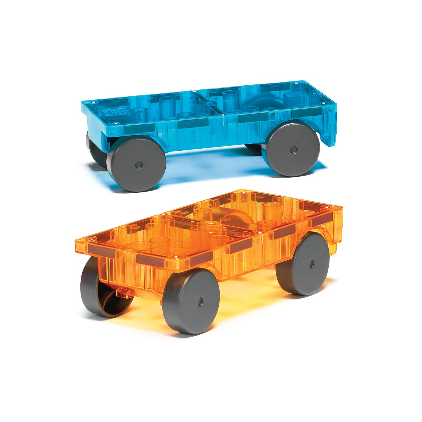 Magna-Tiles - Set Pengembangan 2 Keping Kereta - Biru dan Oren