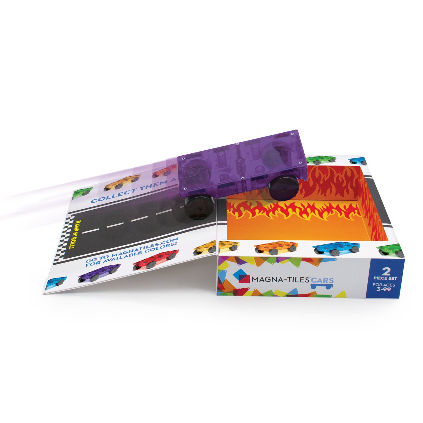 Magna-Tiles - Cars 2-Piece Expansion Set - Purple and Red