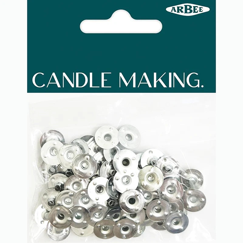 Candle Making - Wick Feet Round Silver 12.5mm 100pc