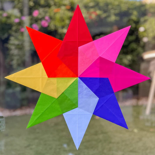 Window Star Folding Paper - Wax-like Kite Paper - 40gsm Assorted Rainbow Colours
