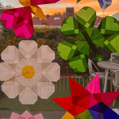 Window Star Folding Paper - Wax-like Kite Paper - 40gsm Assorted Rainbow Colours