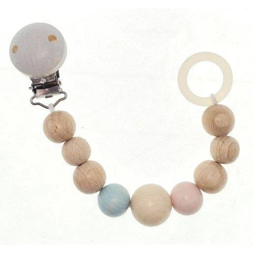 Wooden Dummy Chain Natural Pink and Blue, 15 cm