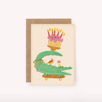 Mini Greeting Card - Birthday Crocodile