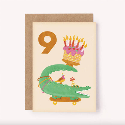 Birthday Card - Age 9 - Crocodile