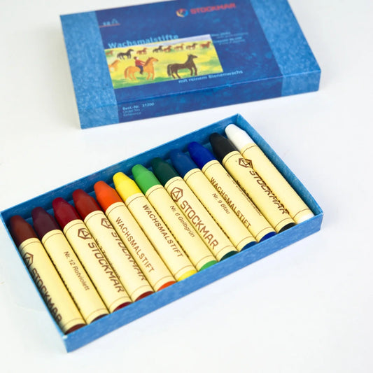 STOCKMAR Wax Crayons with Pure Beeswax 12 Sticks in Cardboard Box