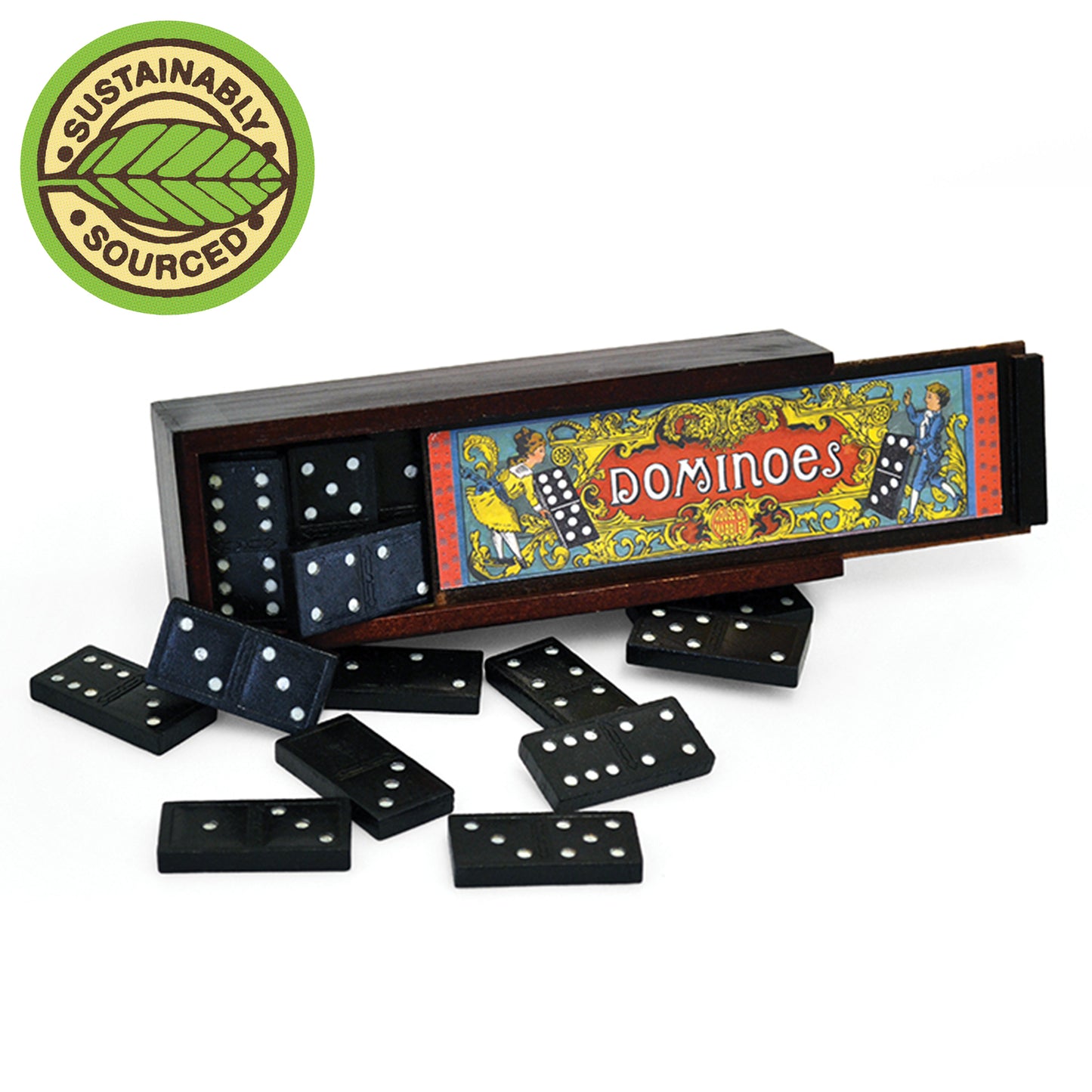 Traditional Dominoes in a Wooden Box