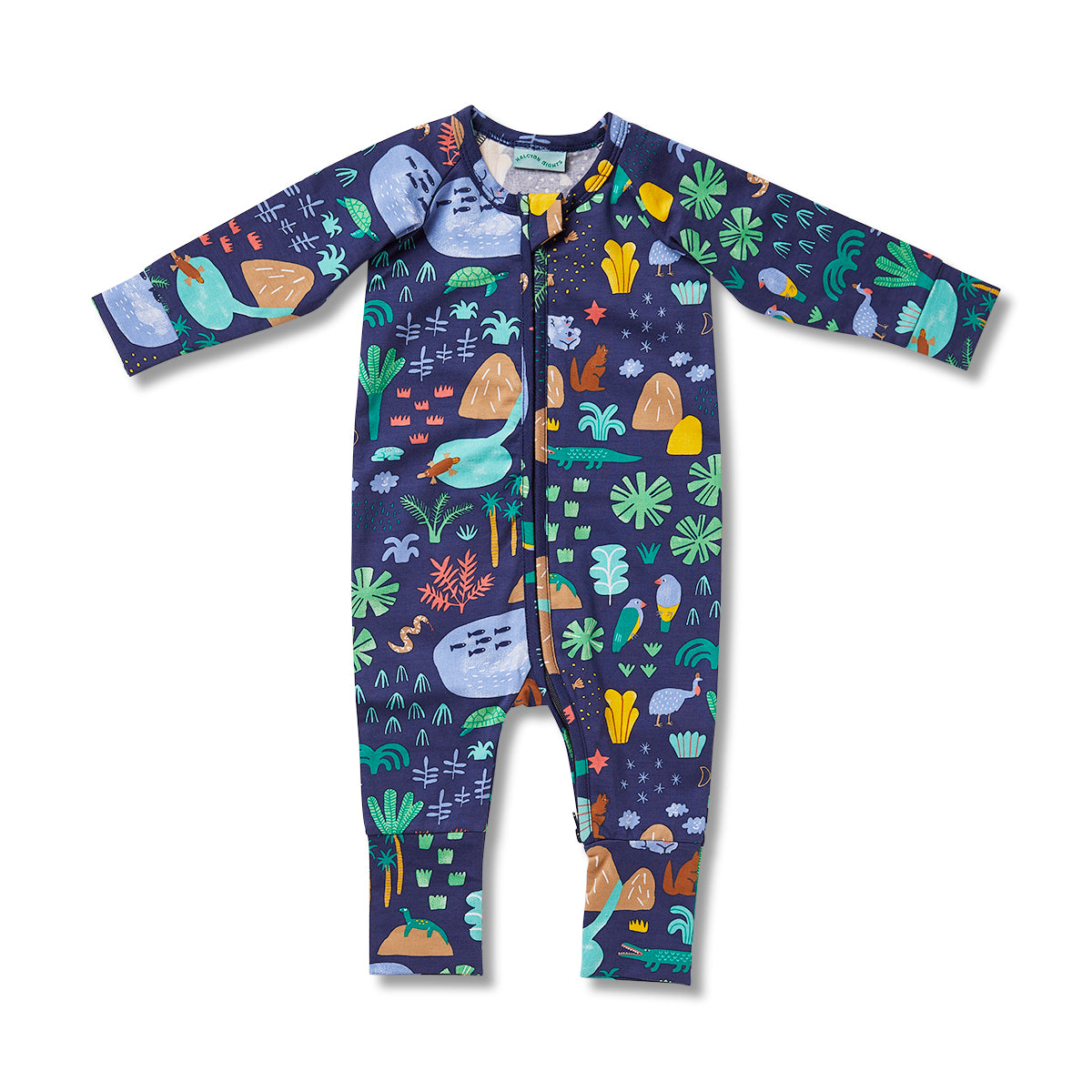Baby Zip Suit - 'Beach Forest' - Long Sleeve