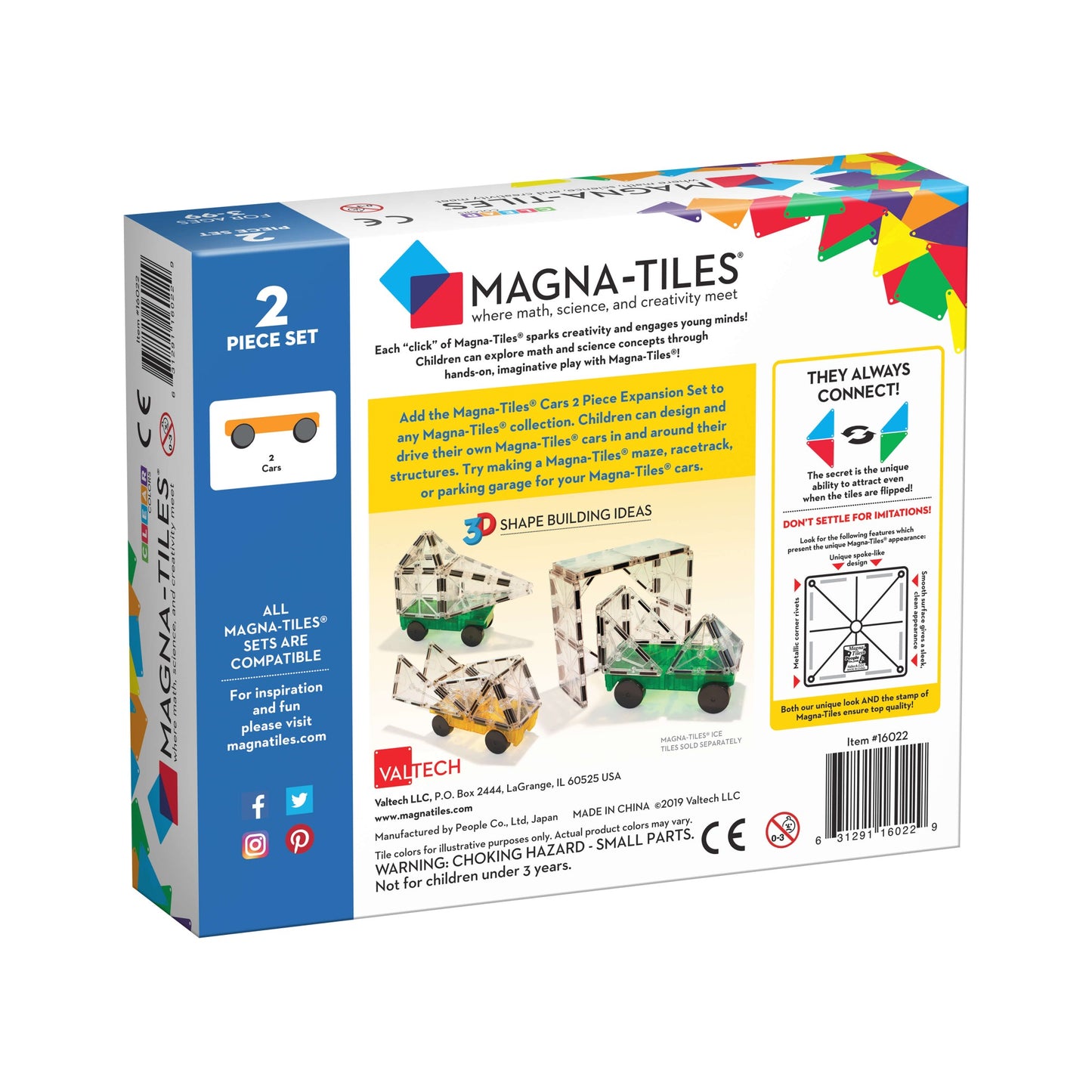 Magna-Tiles - Set Pengembangan 2 Keping Kereta - Kuning dan Hijau