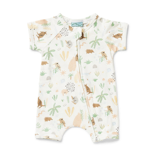 Baby Zip Suit - 'Outback Dreamer' - Short Sleeve